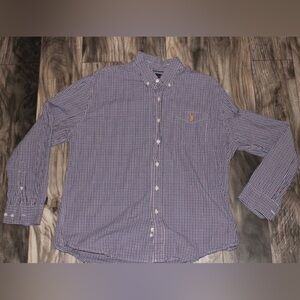 US Polo Assn button down long sleeve plaid shirt size XL *RED, WHITE, BLUE*